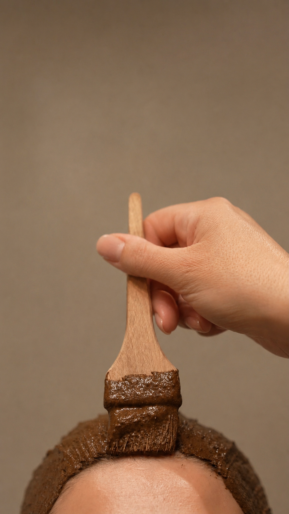 Detail of the brush and botanical clay colour texture